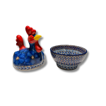  D61 Bunzlau Haantje bewaarschaaltje U408 Unikat